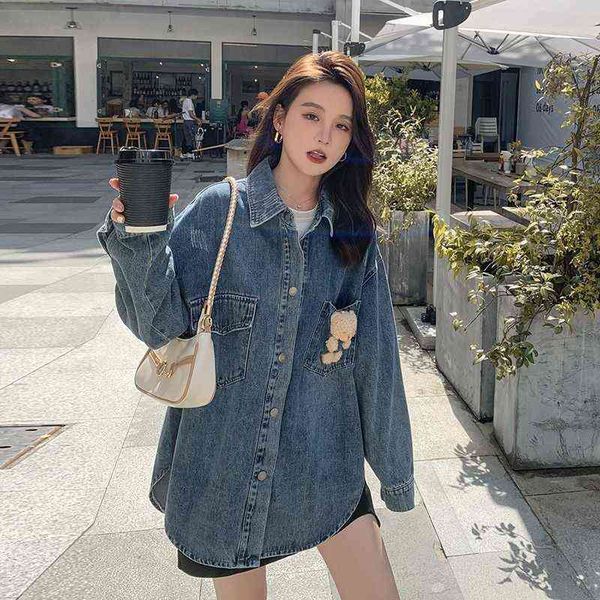 

main promotion bear cotton denim windbreaker coat y6009 p105 k158, Black;brown