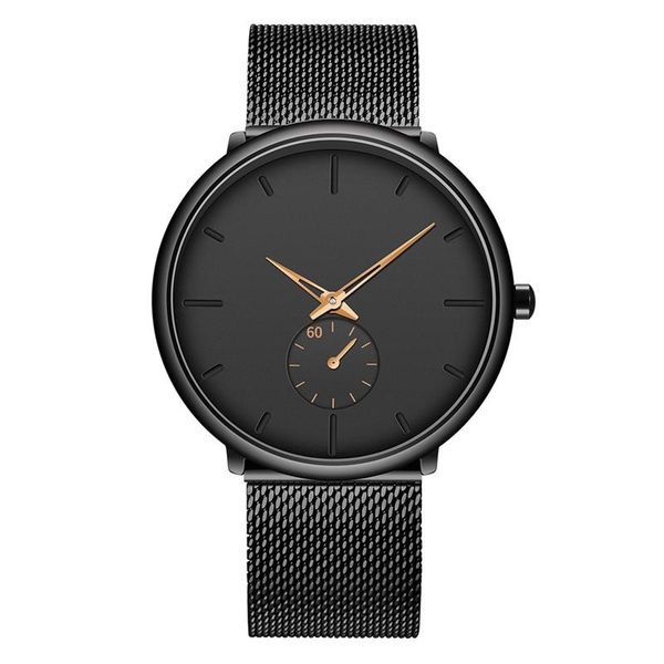 

wristwatches original brand 7123 ultra-thin watches mens fashion stainless steel band simple quartz clock black montres de marque luxe, Slivery;brown