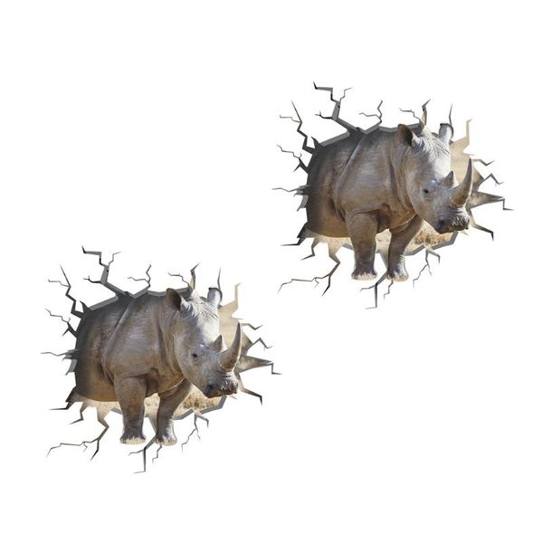 

wallpapers 2pcs self-adhesive cartoon rhino wall sticker home decorative