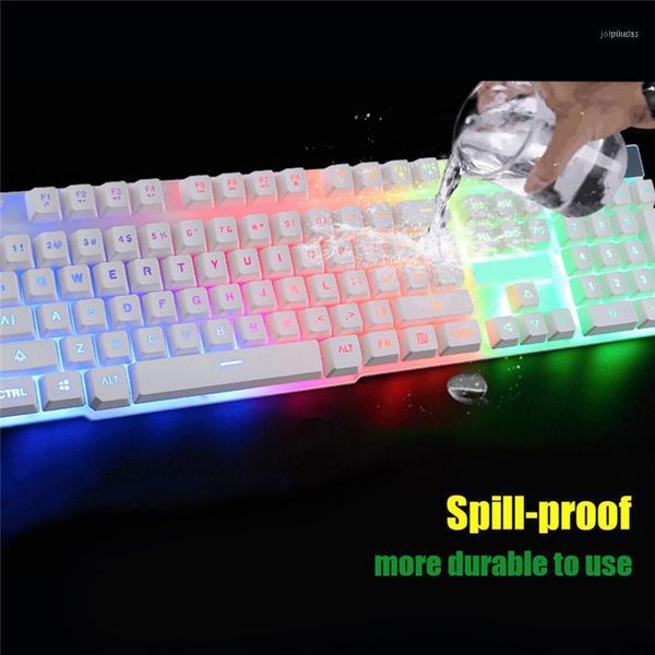 

wired led backlit multimedia ergonomic usb gaming keyboard mouse combo illuminated optical gamer sets + pad11