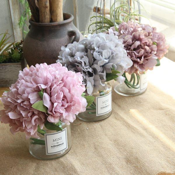 

european gorgeous artificial peony flower silk simulation bouquet fake leaves wedding home party decoration decorative flowers & wreaths