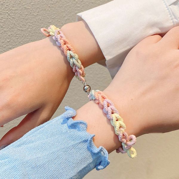 

,bracelet magnet mutual attraction bracelet two lovers girl friend small rubber band student simple hand rope knitting diy pair, Golden;silver