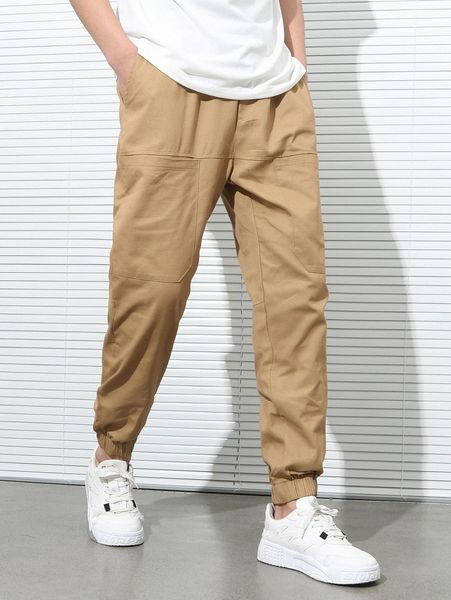 

men drawstring waist carrot pants x6lg#, Black