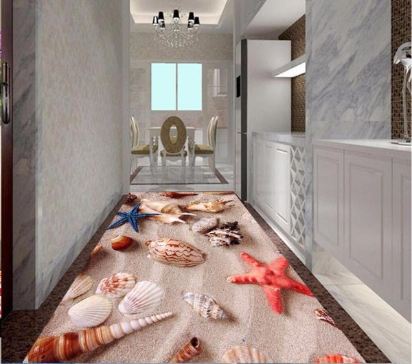 

wallpapers wdbh custom mural 3d flooring pvc self adhesive wallpaper beach conch shells home decoration painting wall murals
