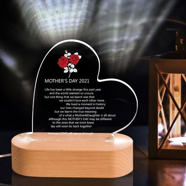 

frames home bedroom night light led heart-shaped acrylic lamp with base room decor bedside to mother's day festival practical gift