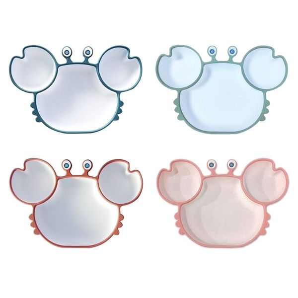

cartoon crab baby silicone training bowl divided sucker non-slip dinner plate dishes infant toddler highchair learning feeding 211102