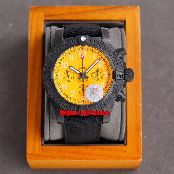 

4 styles gf super edition watches xb0180e4 45mm automatic chronograph volcano special polymer mens watch yellow dial rubber strap gents wris, Slivery;brown