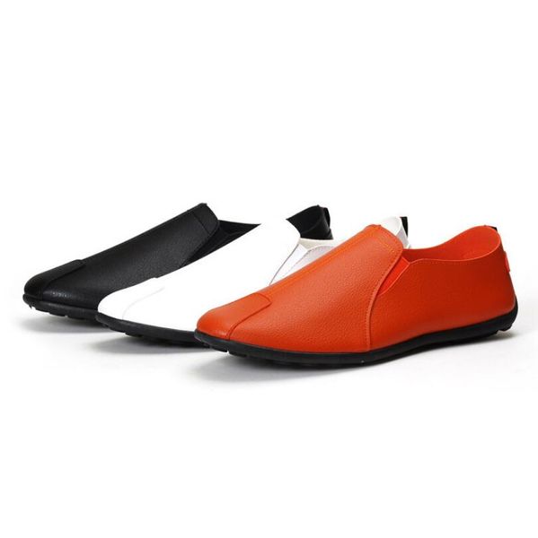 

2022 autumn men casual vulcanized shoes british fashion mens pu leather shoe breathable rubber sneakers male designer flats, Black