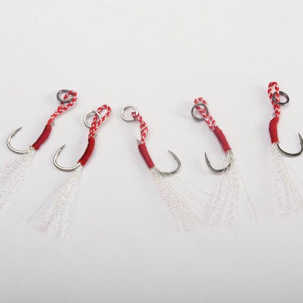 

fishing hooks assist jig hook hi-carbon steel assistent 20kg/44ib with braided shining lin 10# 12# 14# 16#