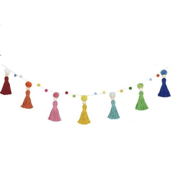 

decorative objects & figurines 449c nordic hand-woven rainbow tapestry wall hanging pendant kids room nursery color decoration