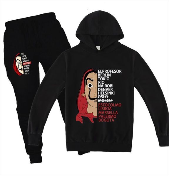 

money heist boy baby clothes sweatshirt children hoodies pants sets tracksuit la casa de papel movie kids boys clothing, White