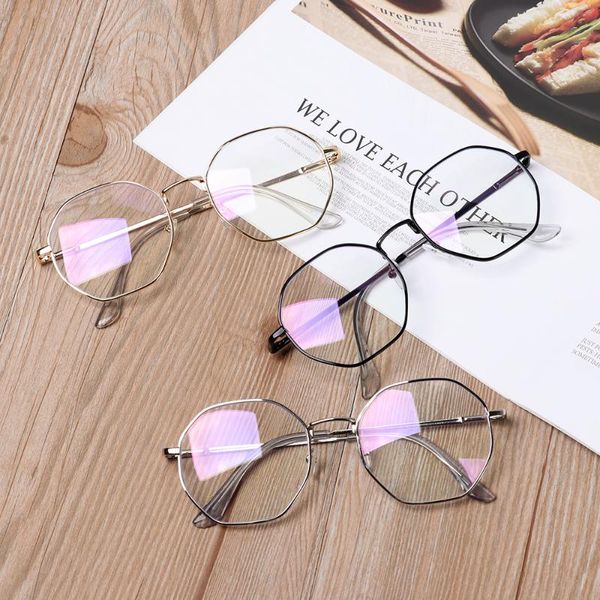

reading glasses 1pc men vintage anti blue light frame round women lens myopia optical mirror simple metal anti-blue clear eyewear frames