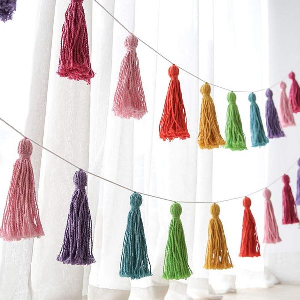 

handmade tassel garlands string wall hanging ornaments ins wool kids room decoration pom macrame nordic home decor decorative objects & figu