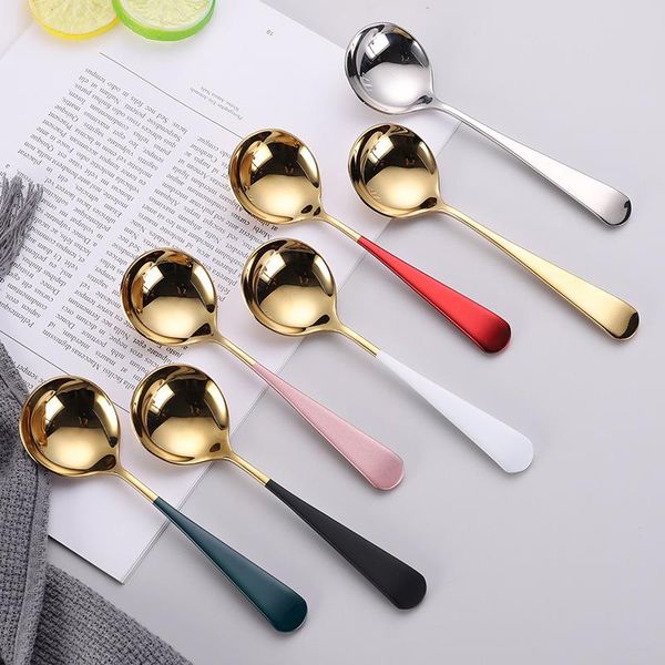 

creative 304 stainless steel spoon small round soup dessert spoons