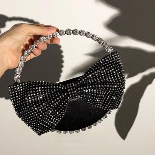 

evening bags diamond circular bag women bow round handle rhinestone dinner clutch purse ladies half moon handbag fashion