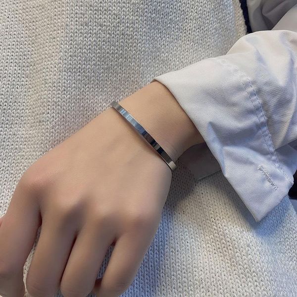

bangle 2021 korean titanium steel bracelet men and women temperament couple retro personality simple jewelry gift accessories, Black