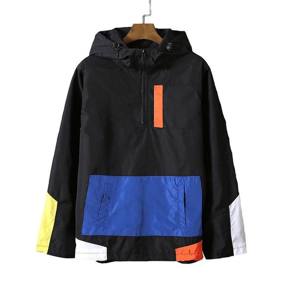 

men's jackets 2021 sping men patchwork anorak jacket fashion hip hop plus size college student windbreaker coat 5xl casual y1, Black;brown