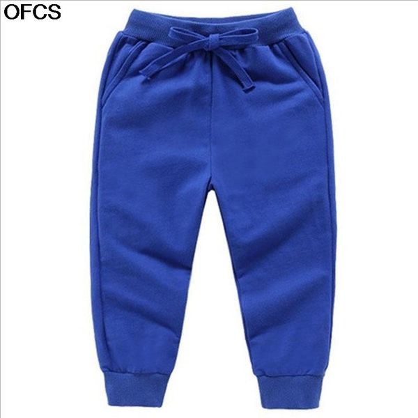

trousers children pants boy girl cotton for 2-10 years old solid casual sport candy color kids clothing, Blue