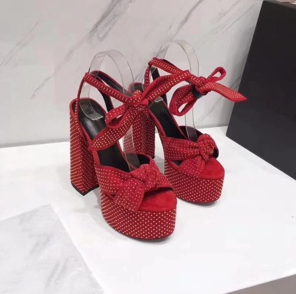 

summer european and american sandals catwalk super high-heel waterproof platform bow fashion straps love high-heeled shoes box, Black