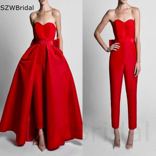 

party dresses arrival red jumpsuit long evening for women abendkleider 2021 detachable skirt prom gowns, White;black