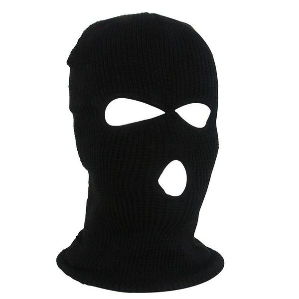 

army tactical masks 3 holes full face ski winter cap balaclava hood skiing snowboarding hats headwear cycling caps &, Black