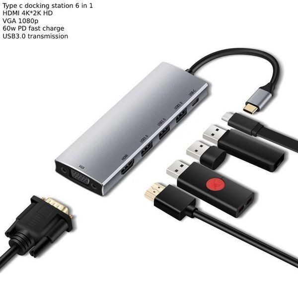 

docking stations station type c 6in1 usb hub phone support lap4k 60hz