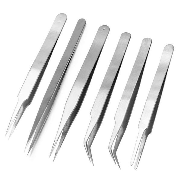 

eyebrow tools & stencils 1pcs antimagnetic precision straight/curved elbow stainless steel nail art tweezers picking rhinestones decor eyela