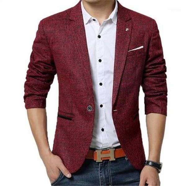 

men's suits & blazers pring autumn men casual blazer suit mens cotton jacket slim fit classic smart for male, White;black