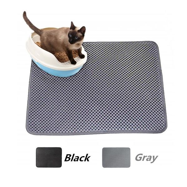 

cat beds & furniture eva double-layer litter catcher mat nonslip waterproof dog feeding pad placemat tray pet supply easy cleaning