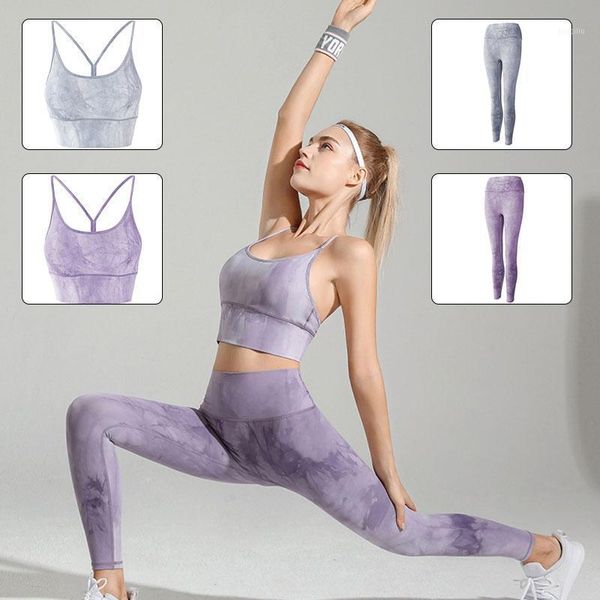 

yoga outfit 2021 est 2 piece set seamless leggings women gym bra athletic clothes bras+leggings push up pants