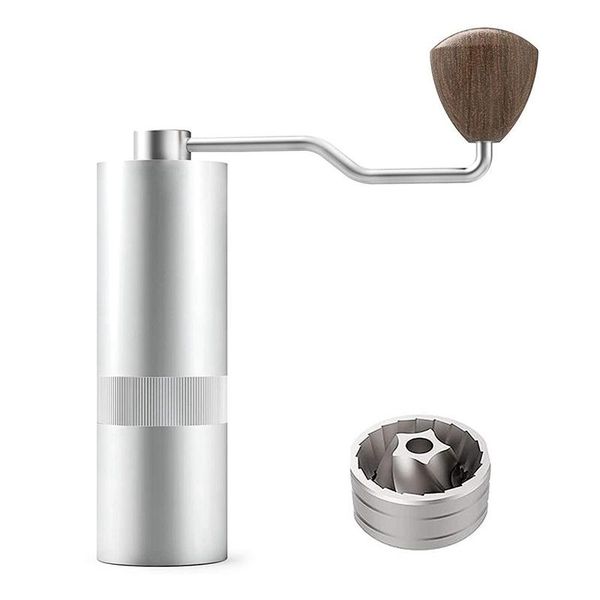 

manual burr coffee grinder stainless steel pentagonal cone with adjustable settings, suitable for reversing electric grinders