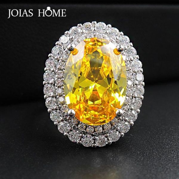 

cluster rings joiashome 925 sterling silver woman jewelry classic style with yellow gemstone for fashion birthday gifts fine, Golden;silver