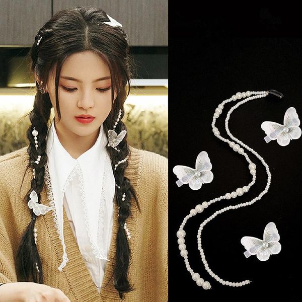 

beautiful pearl fashion all-match braided hair chain can be used for adults, children and babies, changeable styling tools, jewe accessories, Slivery;white
