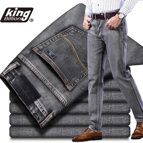 

men's jeans 2021 stretch regular fit business casual classic style fashion denim trousers male black blue gray pants