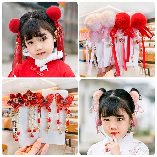 1 Set Bambini Cute Hairball Ciondolo Ornamento Fermagli per capelli Ragazze Soft Faux Fur Forcine Barrettes Accessori per capelli per bambini