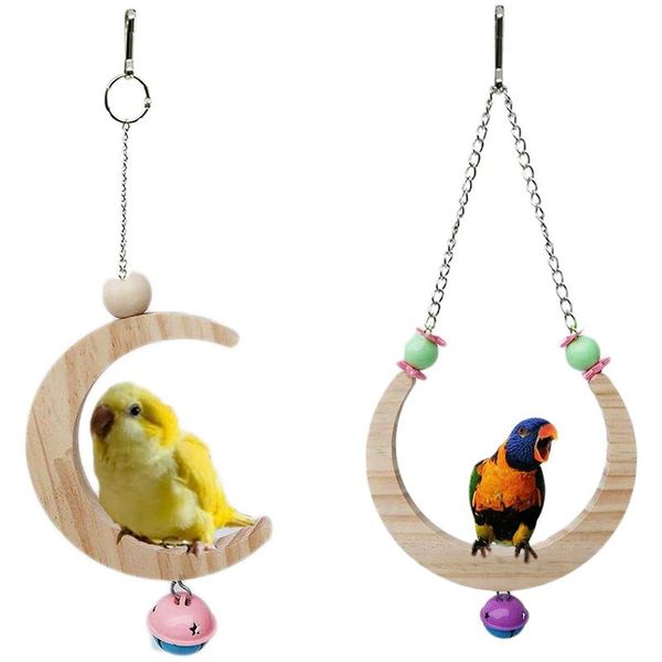 

other bird supplies wood swing toys chewing parakeet parrot perch stand for small parakeets, cockatiels