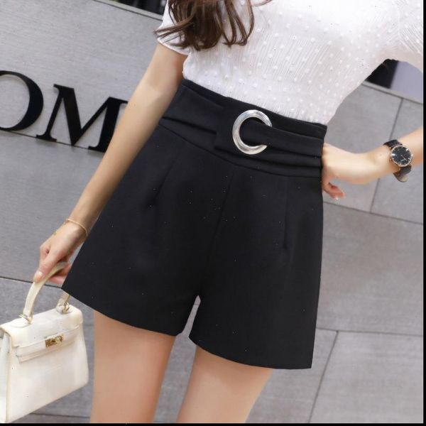 

women short chiffon korean skirt half length high waist summer irregular shorts chic black, White;black