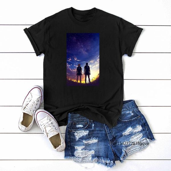 

women's t-shirt hinata and kageyama starry sky print t-shirts women fashion casual hip hop tee breathable tshirts female, White
