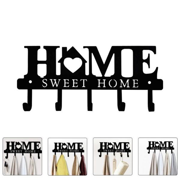 

hooks & rails 1pc simple multipurpose hook hanger hat home wall ornament (black)