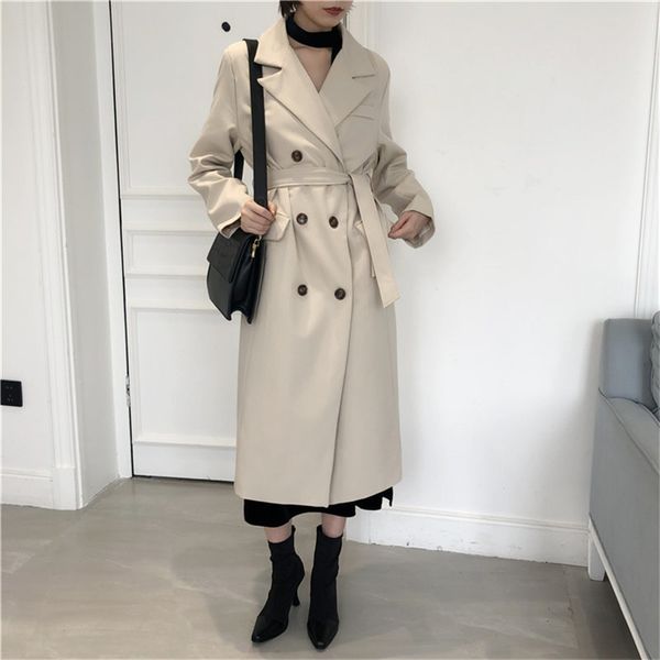 

korea women chic slender fashion lengthened casual all match loose office lady elegant fresh blazers 210421, White;black