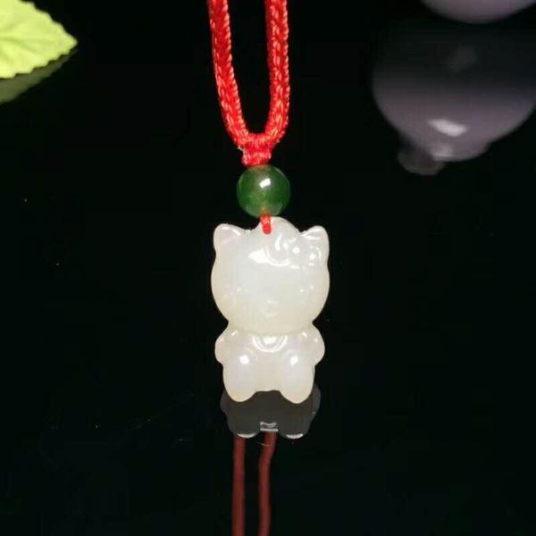 

lockets h21#hetian jade kitten pendant, Silver