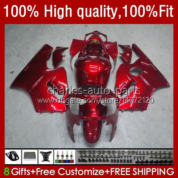 Carene iniezione per KAWASAKI NINJA ZX1200 ZX 12R 1200CC 1200 CC ZX1200C ZX 12 R 02-06 3No.10 Rosso metallizzato ZX12R 02 03 04 05 06 ZX-12R 2002 2003 2004 2005 2006 Kit corpo OEM