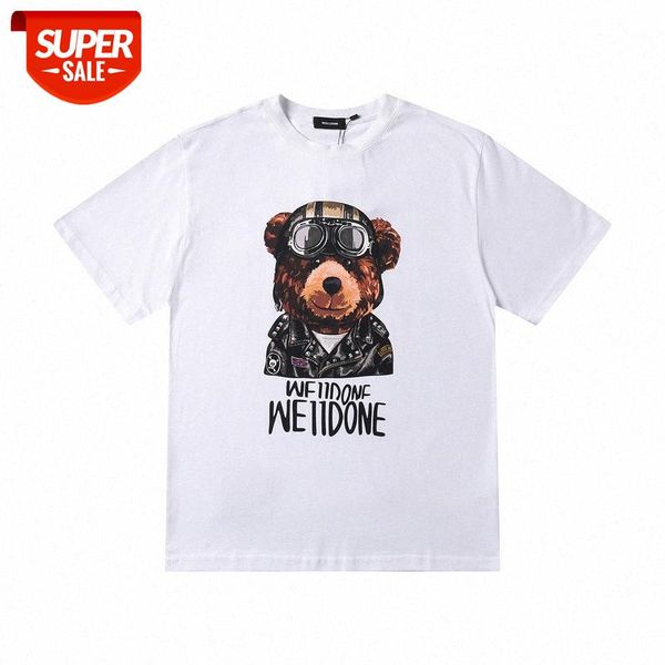 

quality flying bear print loose casual short sleeve #hk8w, White;black