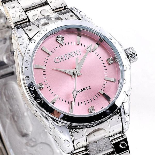

wristwatches chenxi watch women rhinestone women's watches stainless steel fashion ladies quartz clock, Slivery;brown