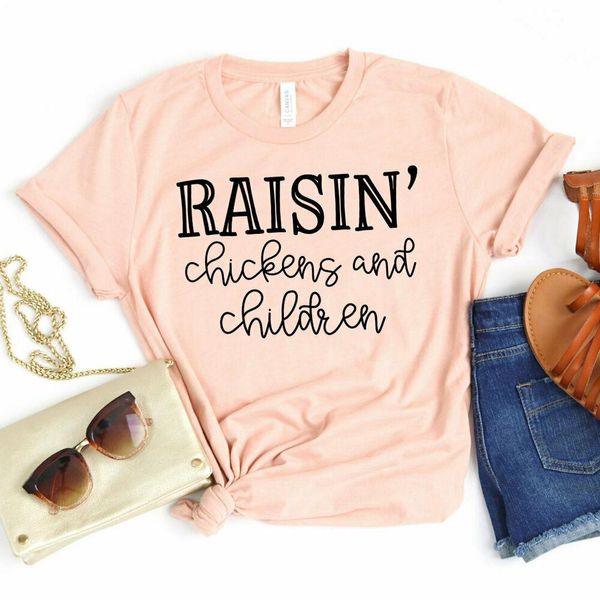 

raisin chickens and children t-shirt gift for wife first mother's day gifts, White;black