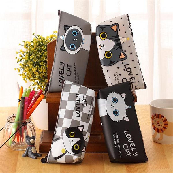 

pencil bags 2021 case stationery bag office school cute kawaii cat holder girls silicone students