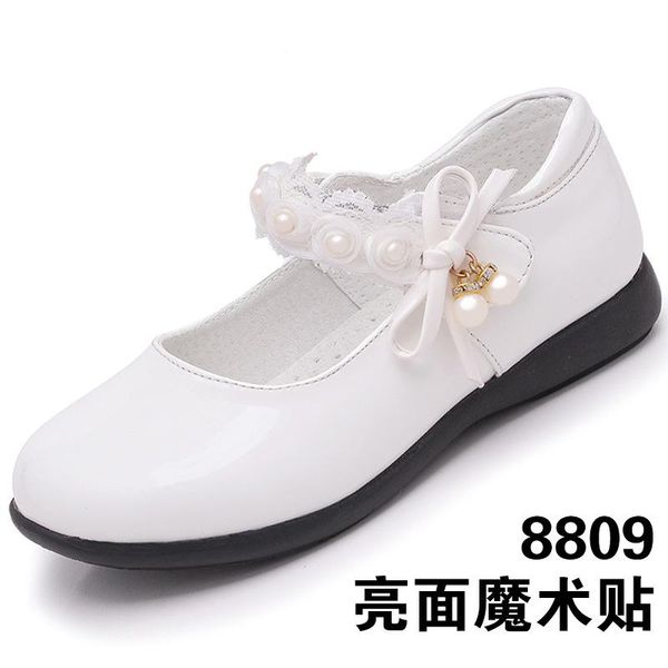

flat shoes 2021 girl leather white inner bow korean version princess middle school children and students show, Black;grey