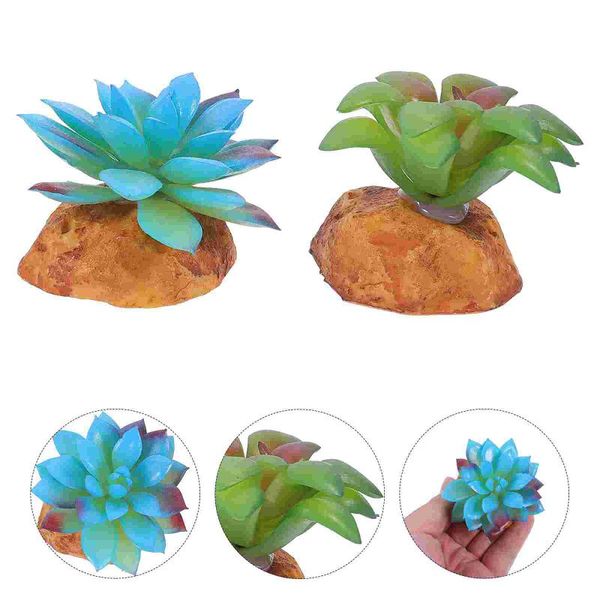 

decorative flowers & wreaths 2pcs reptiles box landscaping plants emulated reptile hiding decoration