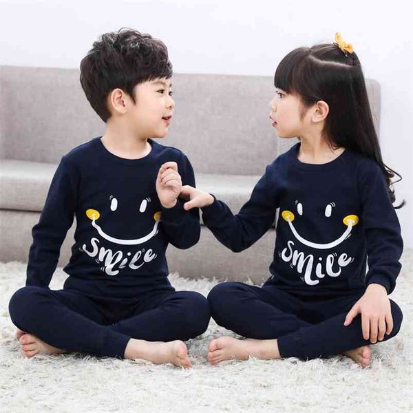 

kids boys sleepwear baby girl clothes winter cotton sets children's pajamas for boy pyjamas nightwear 2-13y teenage 210915, Blue;red