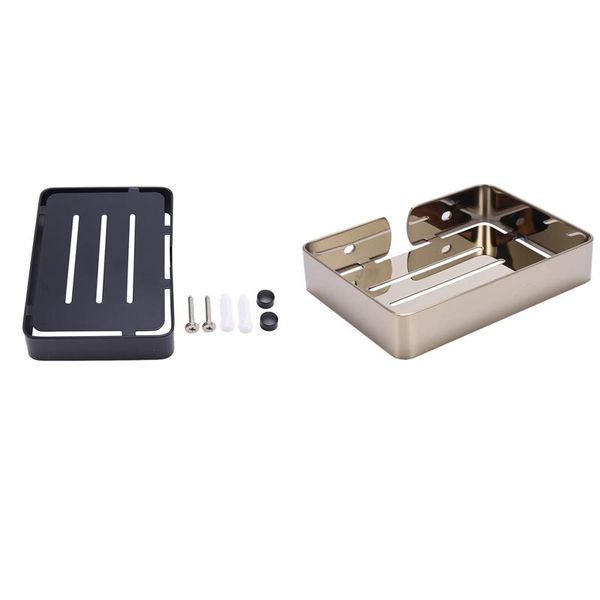 

set 304 stainless steel soap holder bathroom shampoo basket shelf box black & gold dishes
